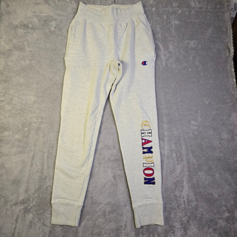Champion Sweatpants Womens Small Gray Reverse Weave‎ Glitter Logo Joggers